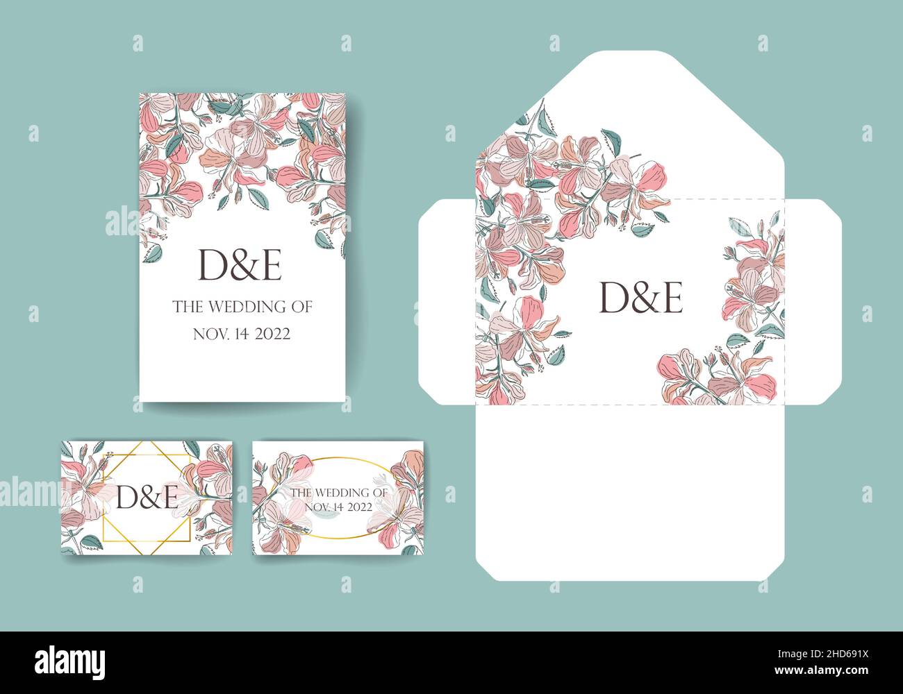 Set of envelope and three postcard templates Stock Vector Image &amp; Art ...