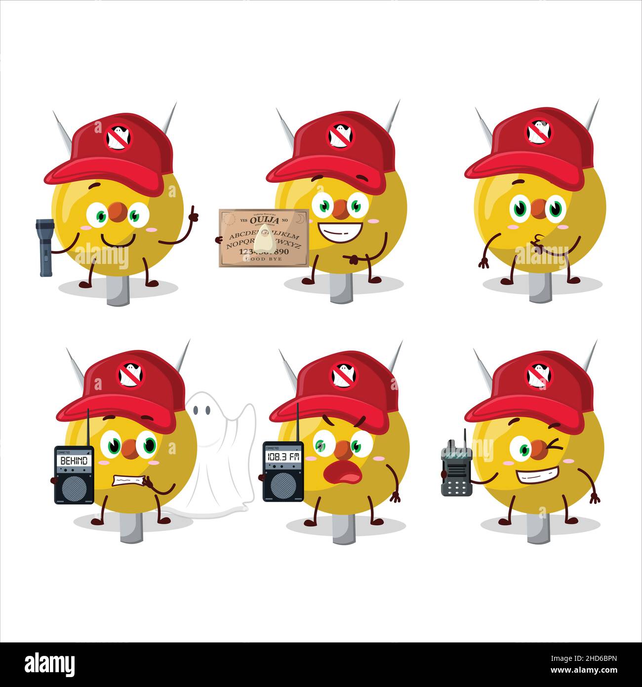 Ghost hunter cartoon term stationery character using camera. Vector illustration Stock Vector