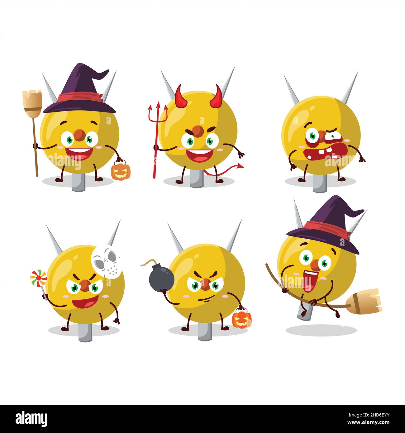 Halloween expression emoticons with cartoon character of term ...