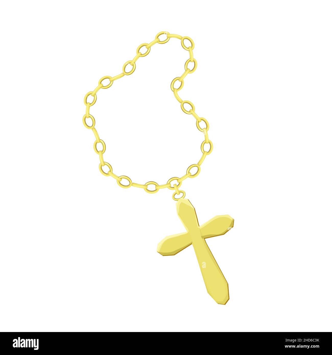 golden-cross-with-chain-in-cartoon-style-isolated-on-white-background