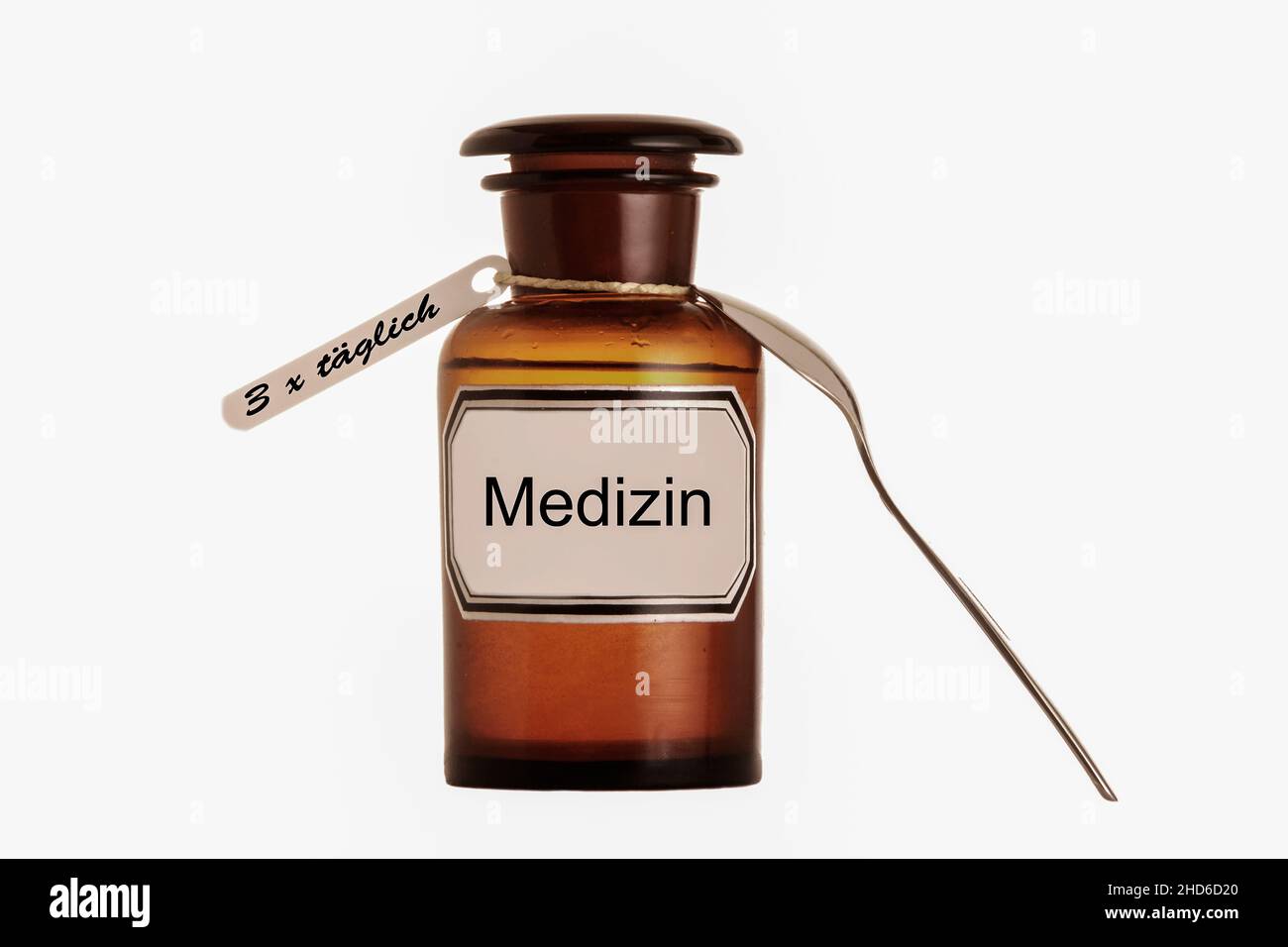 old medicine bottle with label Stock Photo