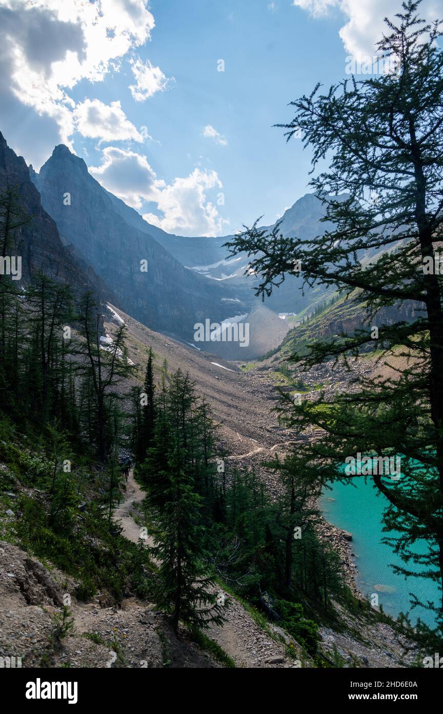 Mesmerizing view of lake Louise landscape with mountains in Banff ...