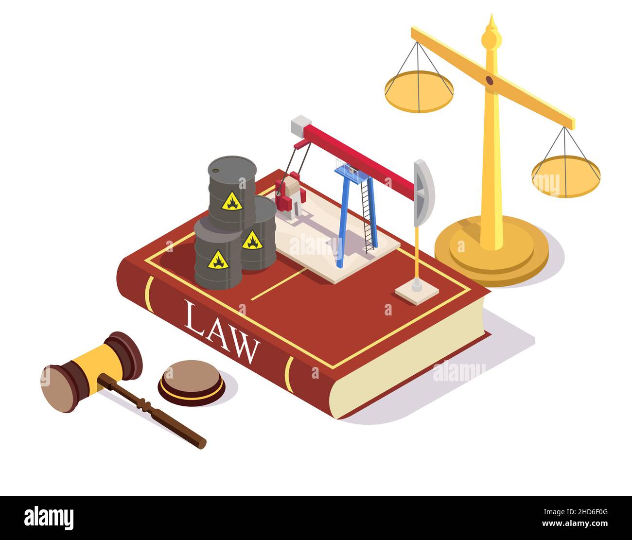 Oil and gas law and regulations vector isometric illustration