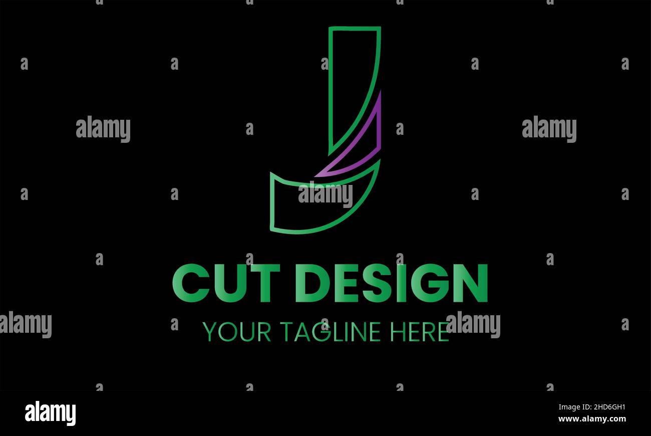 Alphabet j cut shape abstract monogram vector logo template Stock ...
