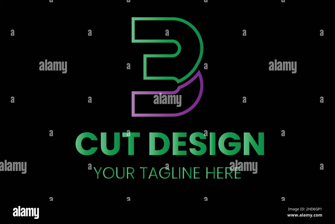 Number 3 cut shape abstract monogram vector logo template Stock Vector