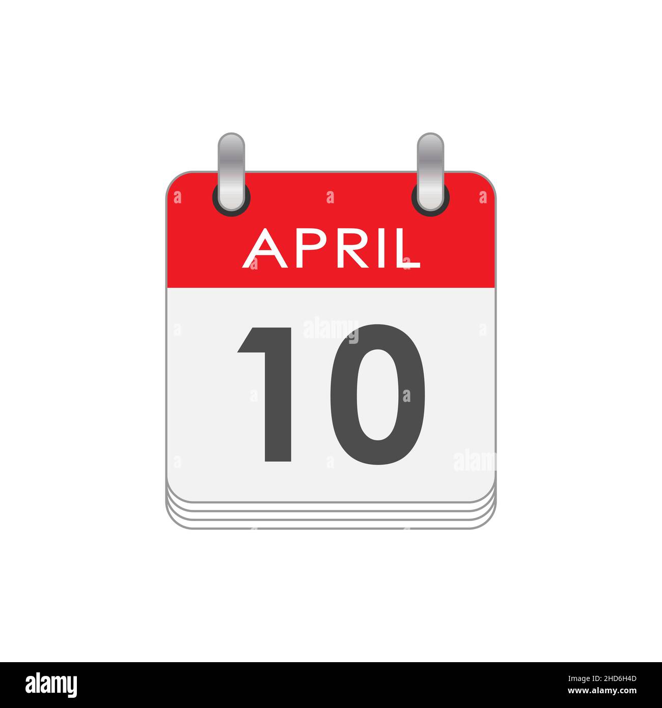 April 10. A leaf of the flip calendar with the date of April 10. Flat