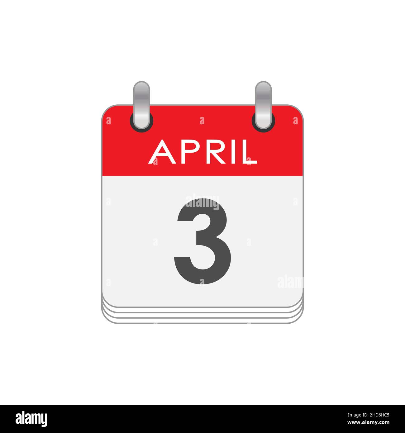April 3. A leaf of the flip calendar with the date of April 3. Flat