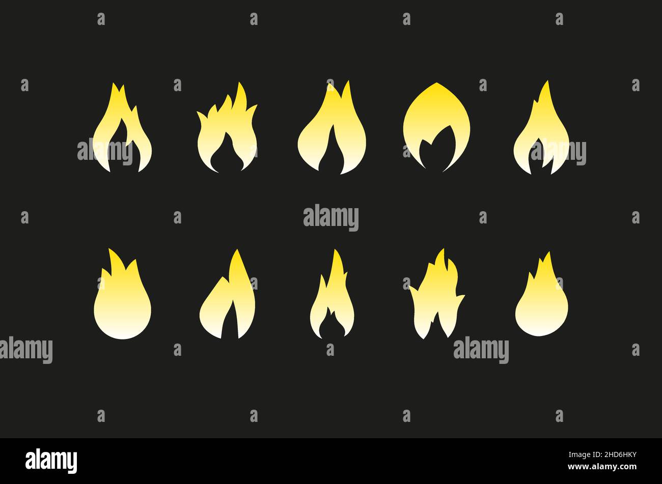 Vector icons of a fire on black background Stock Vector