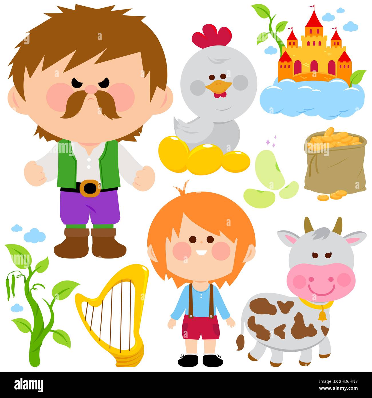 Jack and the magic beanstalk. Illustration collection. Stock Photo
