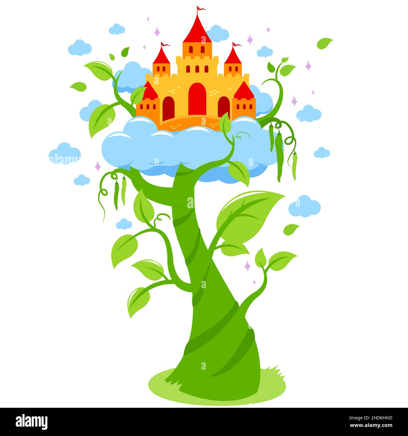 Magic beanstalk and castle in the clouds. Stock Photo