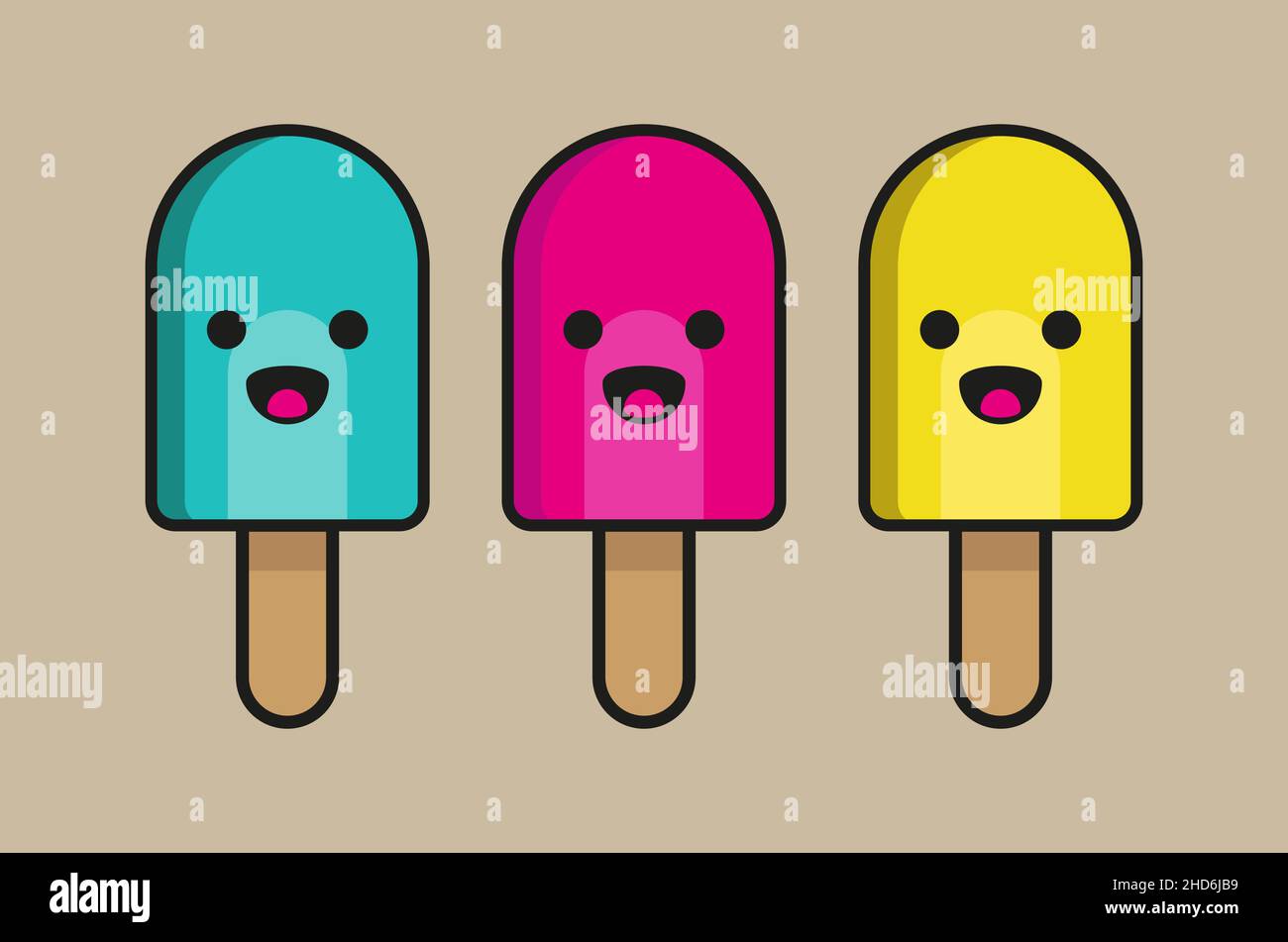A cute vector illustration of three ice lollies Stock Vector Image