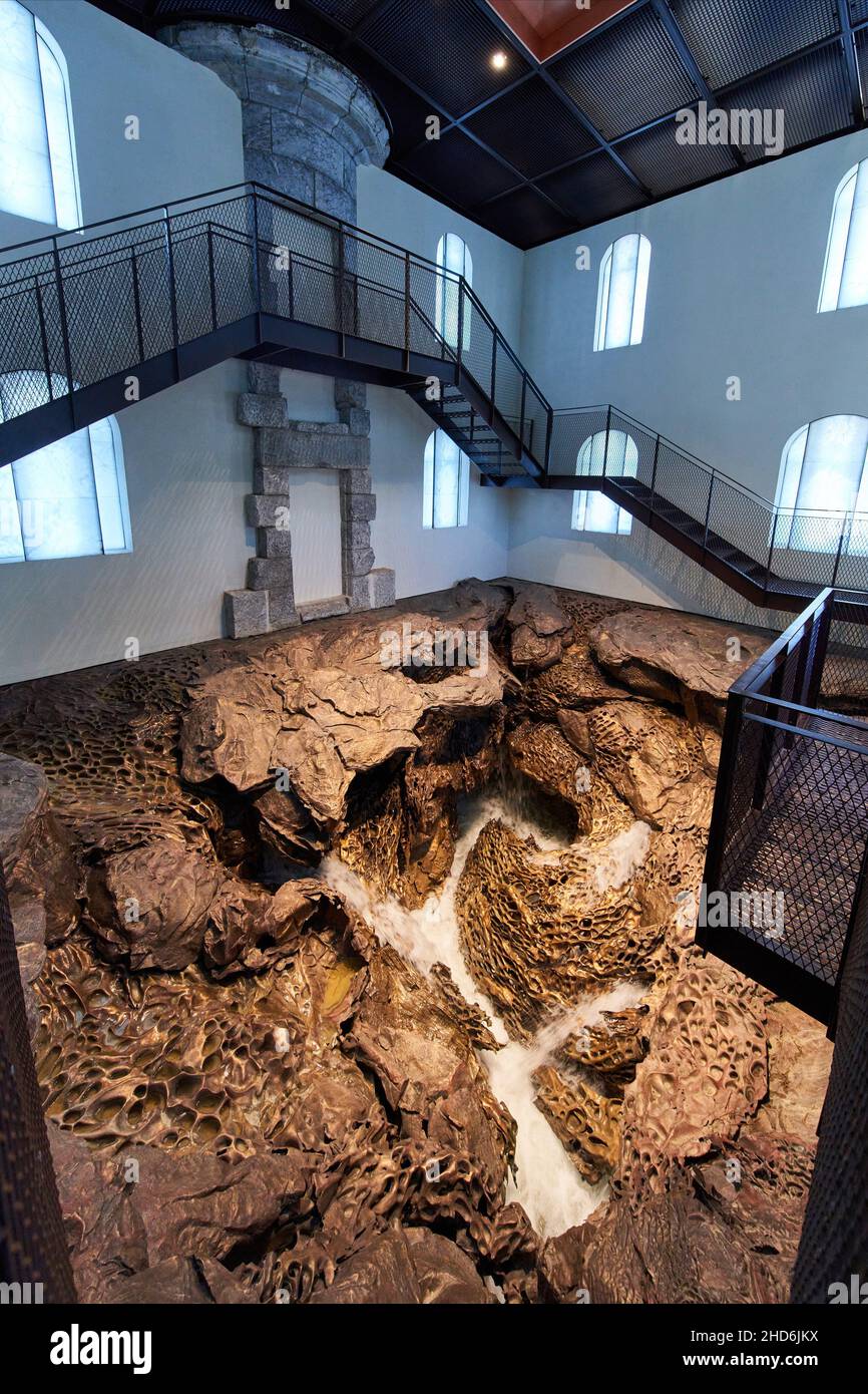 “Hondalea 2020, Work of the sculptor Cristina Iglesias, excavated inside the Casa del Faro emptied, the work incorporates the geology and ecology of Stock Photo