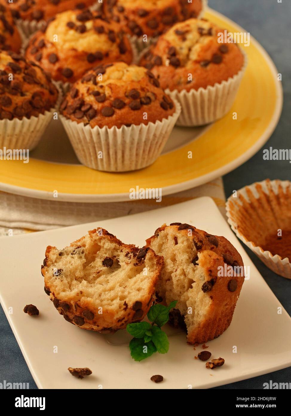 Muffins with chocolate. Stock Photo