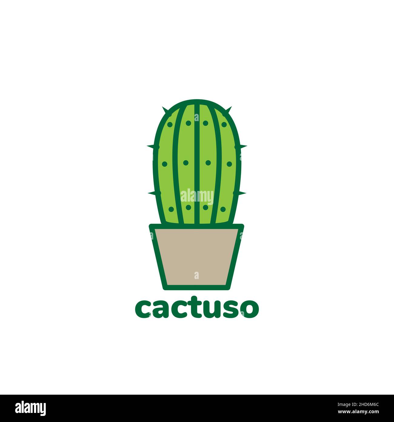 green colored plant cactus on pots logo design vector graphic symbol icon illustration creative idea Stock Vector