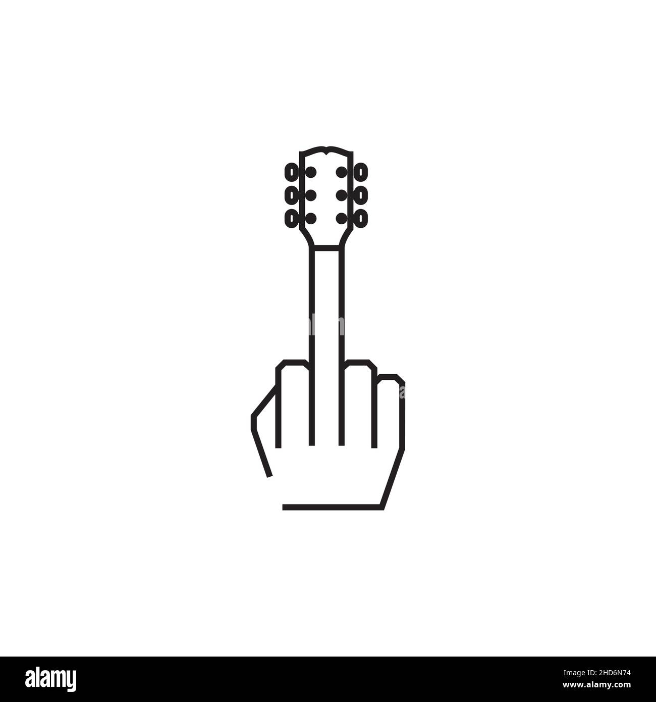 guitar with finger logo design vector graphic symbol icon illustration creative idea Stock Vector