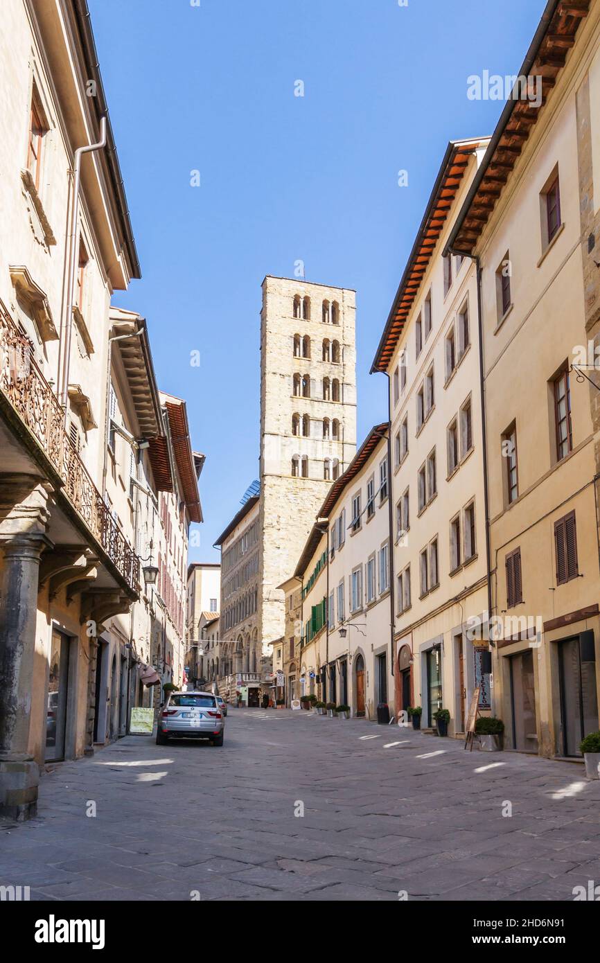 Corso Italia course, Old Town, Church of Santa Maria della Pieve, Arezzo, Tuscany, Italy, Europe Stock Photo