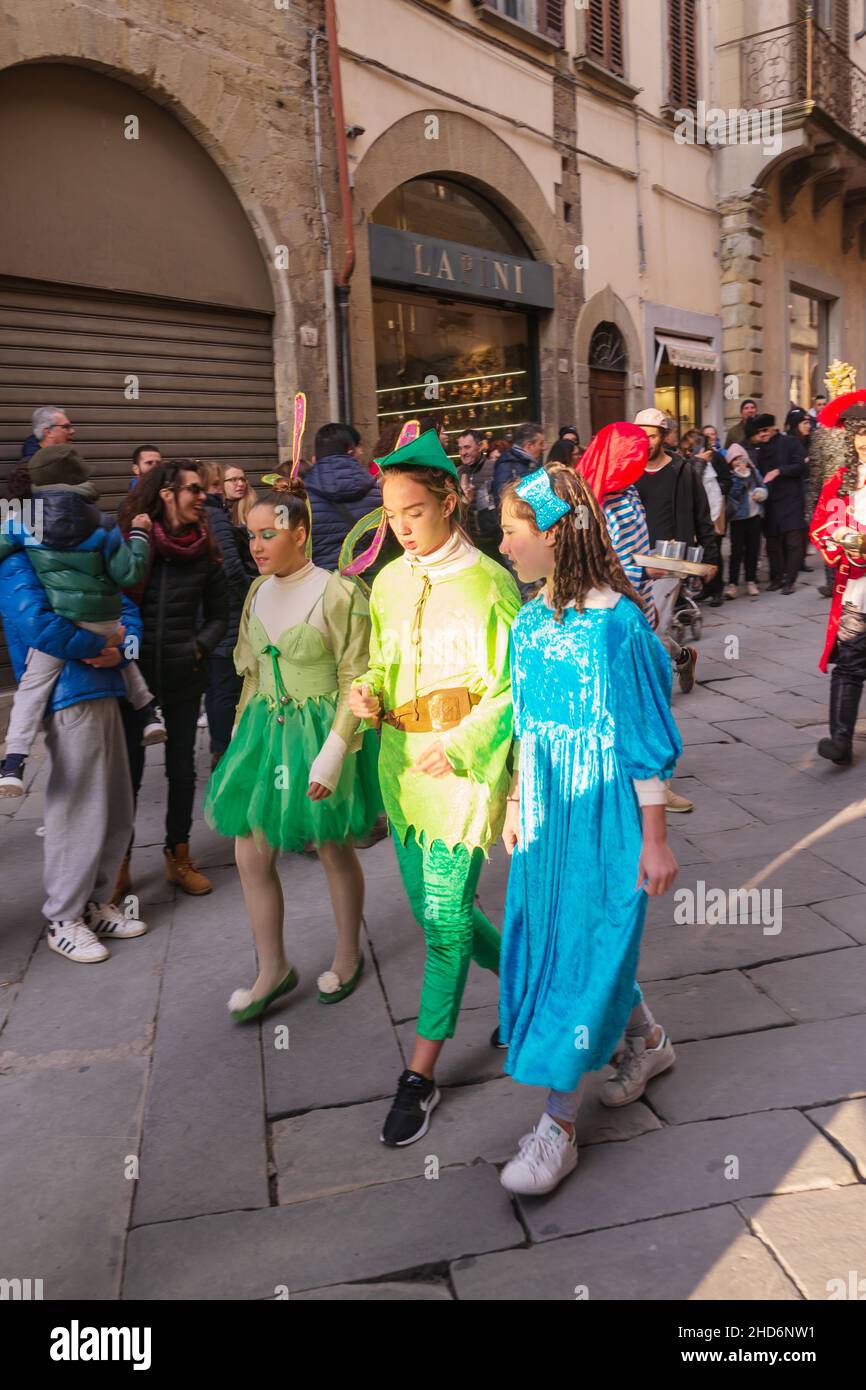Walt Disney Characters parade in Corso Italia course, Arezzo, Tuscany, Italy, Europe Stock Photo