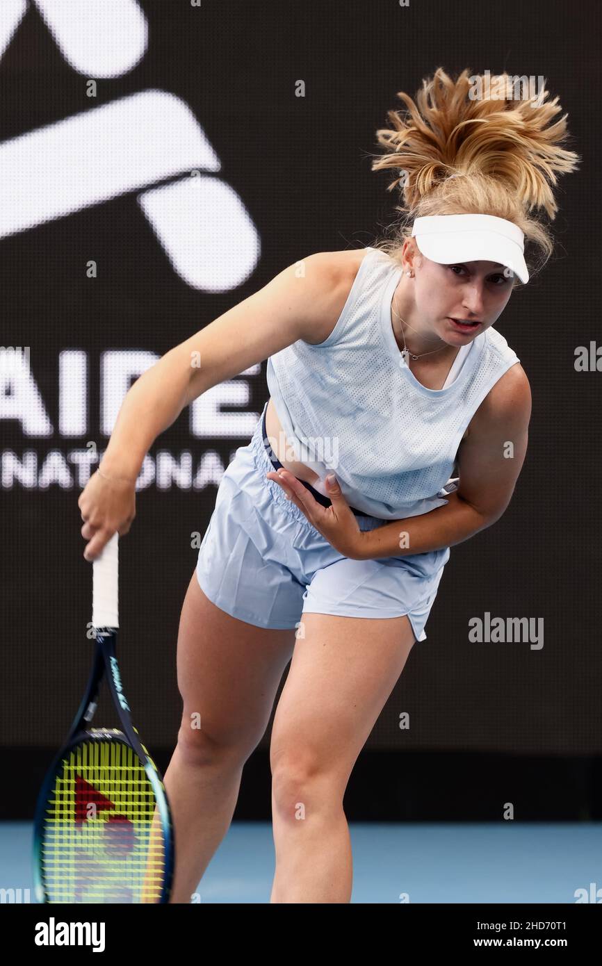 Adelaide, Australia, 4 January, 2022. Daria Saville of Australia serves