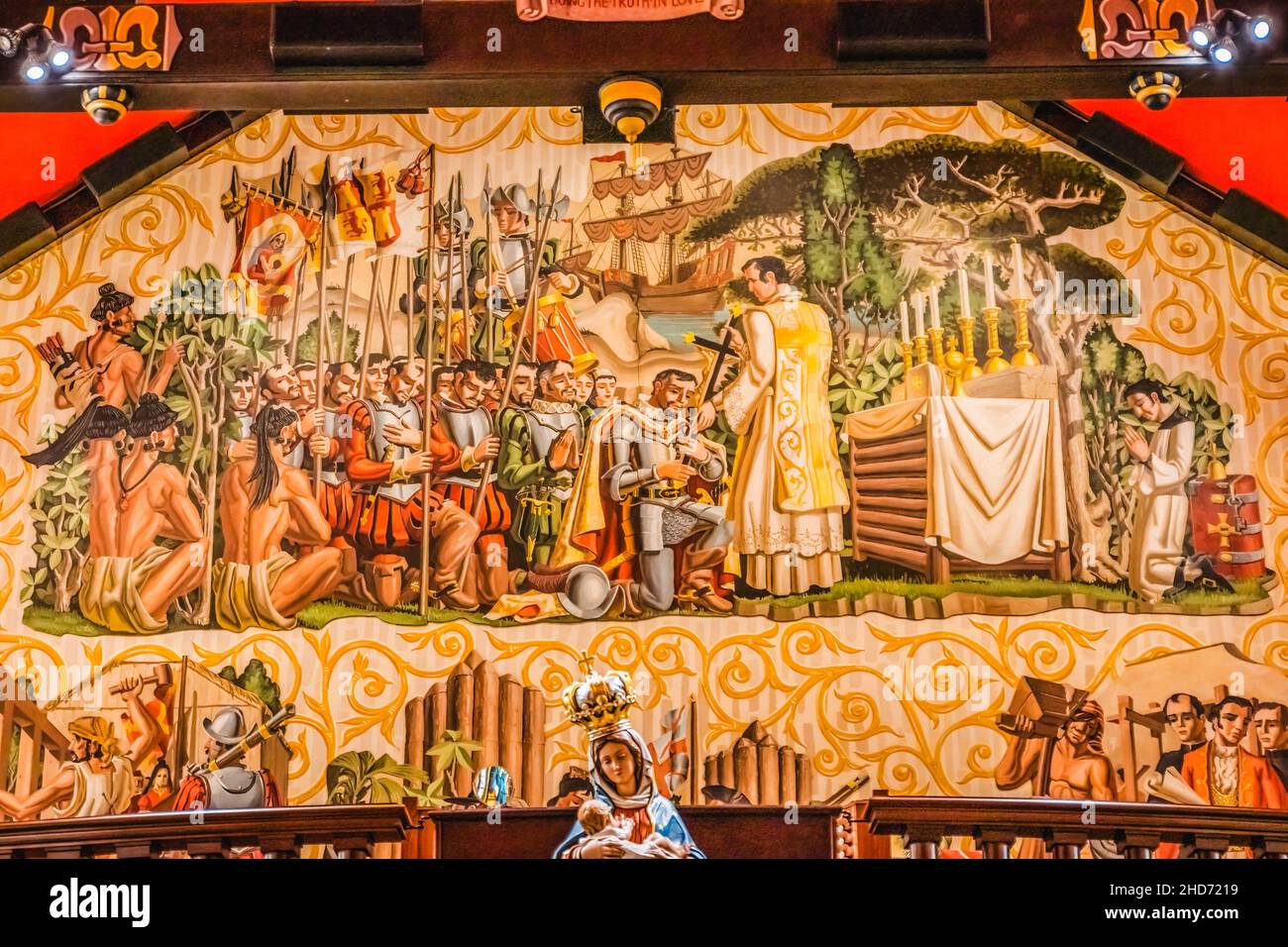 Spanish Soldiers Arrive Florida Mary Statue Basilica Cathedral of Saint