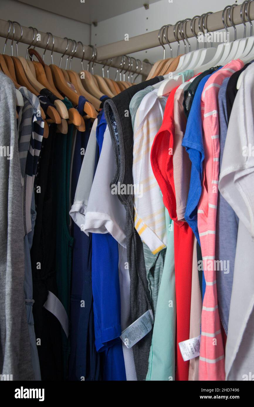 Clothes hangers child wardrobe hi-res stock photography and images - Alamy