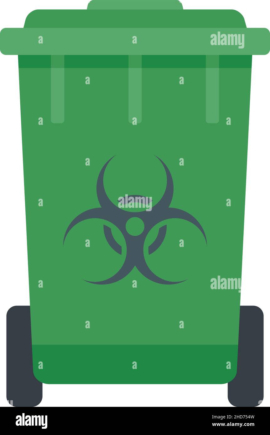 Biohazard garbage cart icon. Flat illustration of biohazard garbage cart vector icon isolated on white background Stock Vector