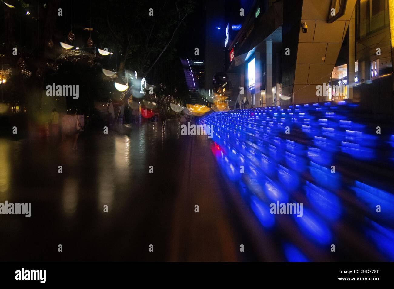 Orchard Road lights in the evening Stock Photo