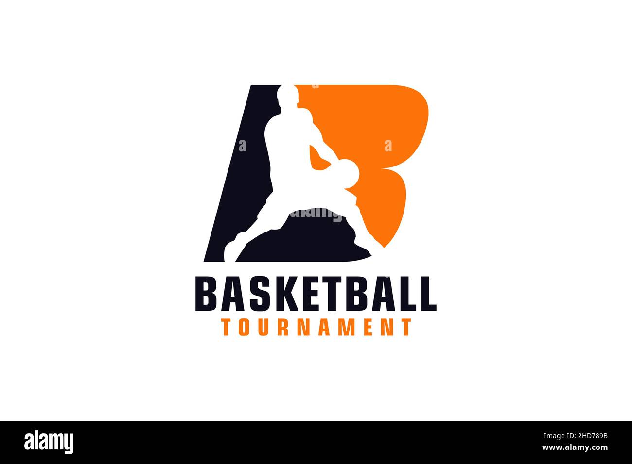 Letter B with Basketball Logo Design. Vector Design Template Elements