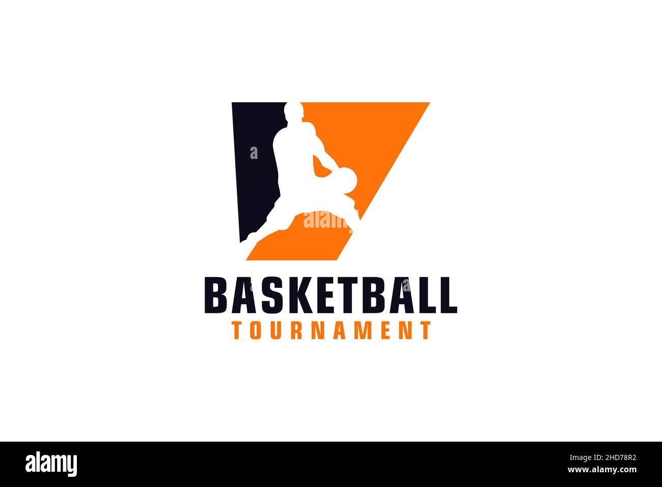 Letter V with Basketball Logo Design. Vector Design Template Elements for Sport Team or