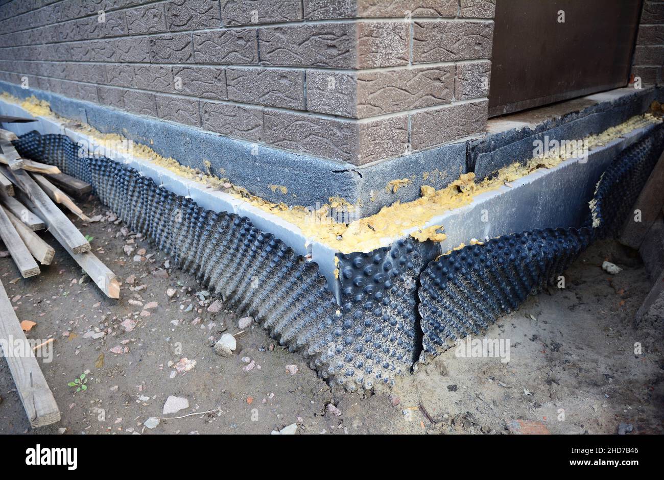 Rooftop Waterproofing Details. Workers Installing Bituminous Membrane  Waterproof System Insulation Stock Image - Image of foil, insulation:  191941635