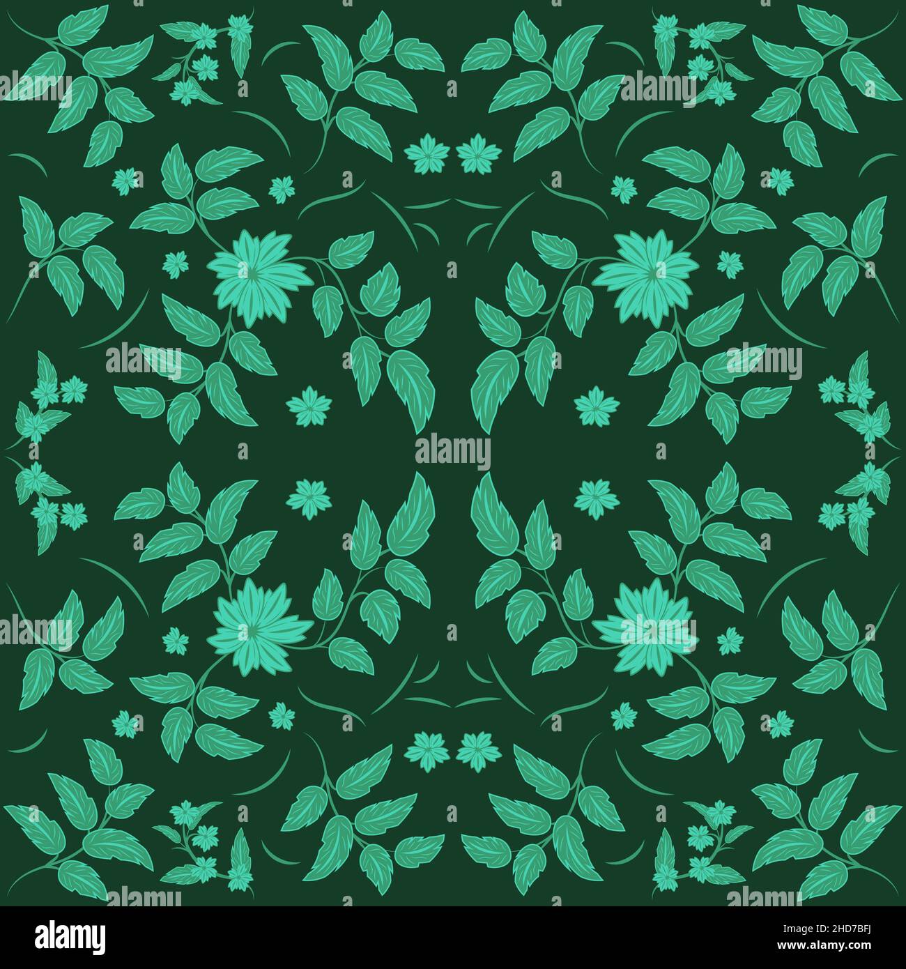 flower print pattern background with leaves, flowers, berries, for