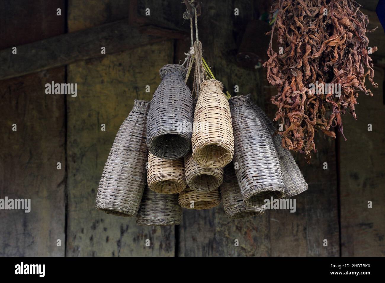 Rattan basket for fishing, Sapa, Vietnam Stock Photo