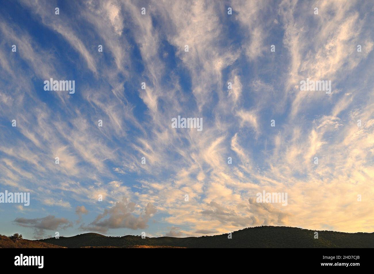 Twilight with clouds. Encinasola. Huelva provice. Andalusia. Spain Stock Photo