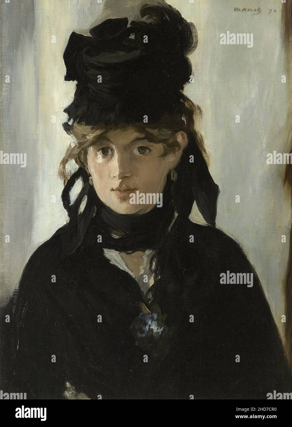 Berthe Morisot with a Bouquet of Violets (French: Berthe Morisot au bouquet de violettes) is a painting by Édouard Manet. He painted this portrait of Stock Photo