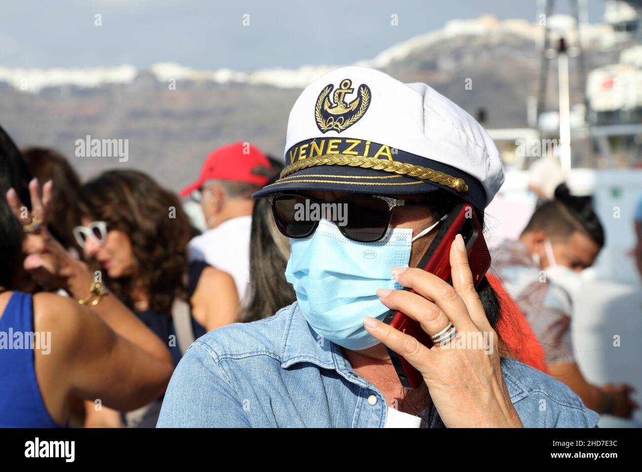 Landing the cruise ship in Santorini, the island was the site of one of