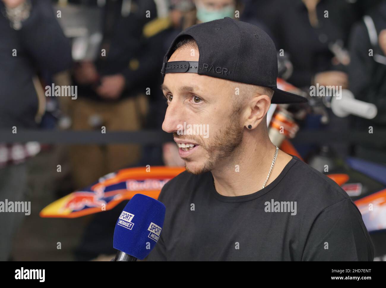 Nine-time motocross world champion Antonio Cairoli meets the fans and signs autographs at Eicma 2021 Stock Photo