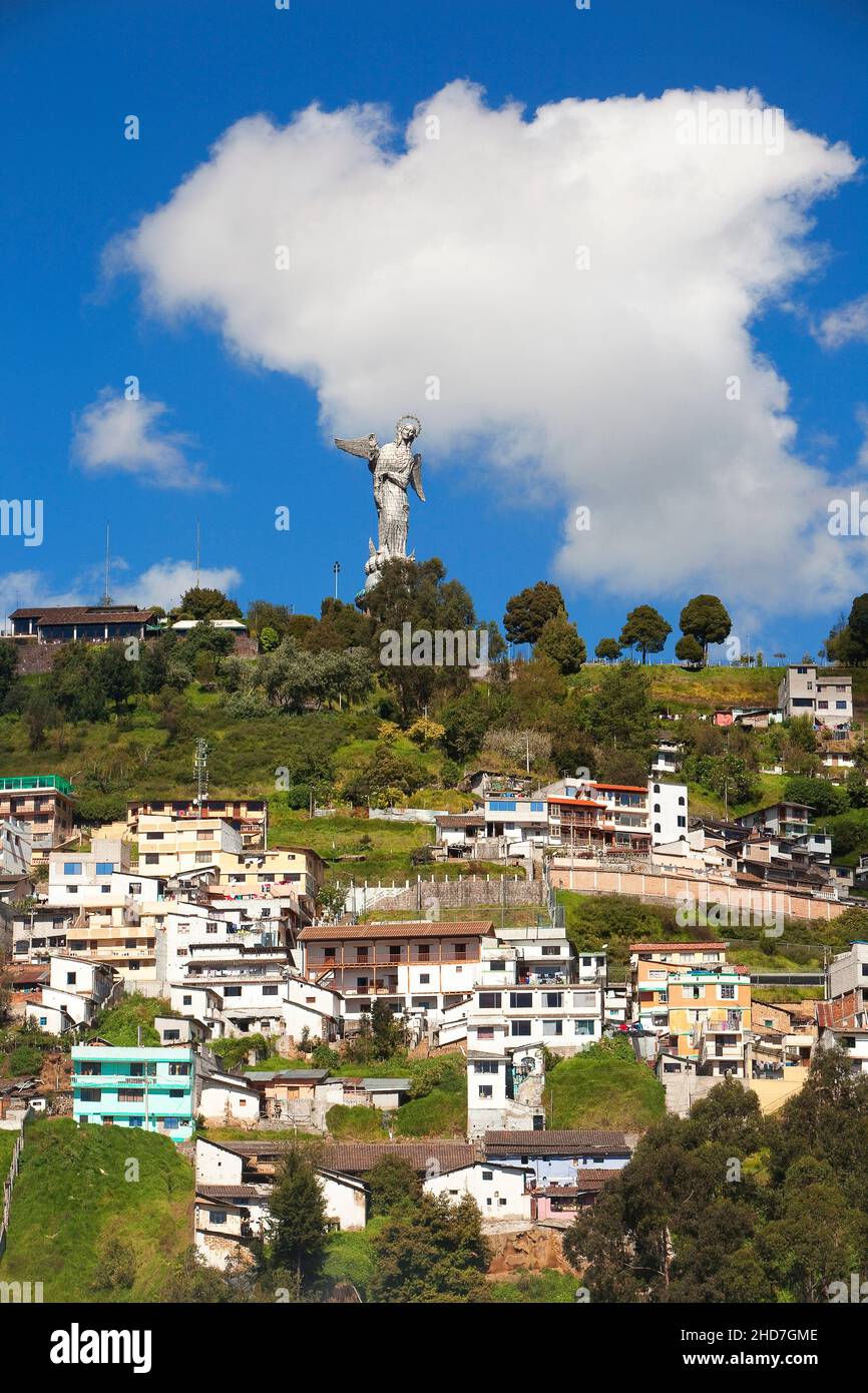 View to the Virgin of Quito Virgen de Quito statue at Cerro Panecillo