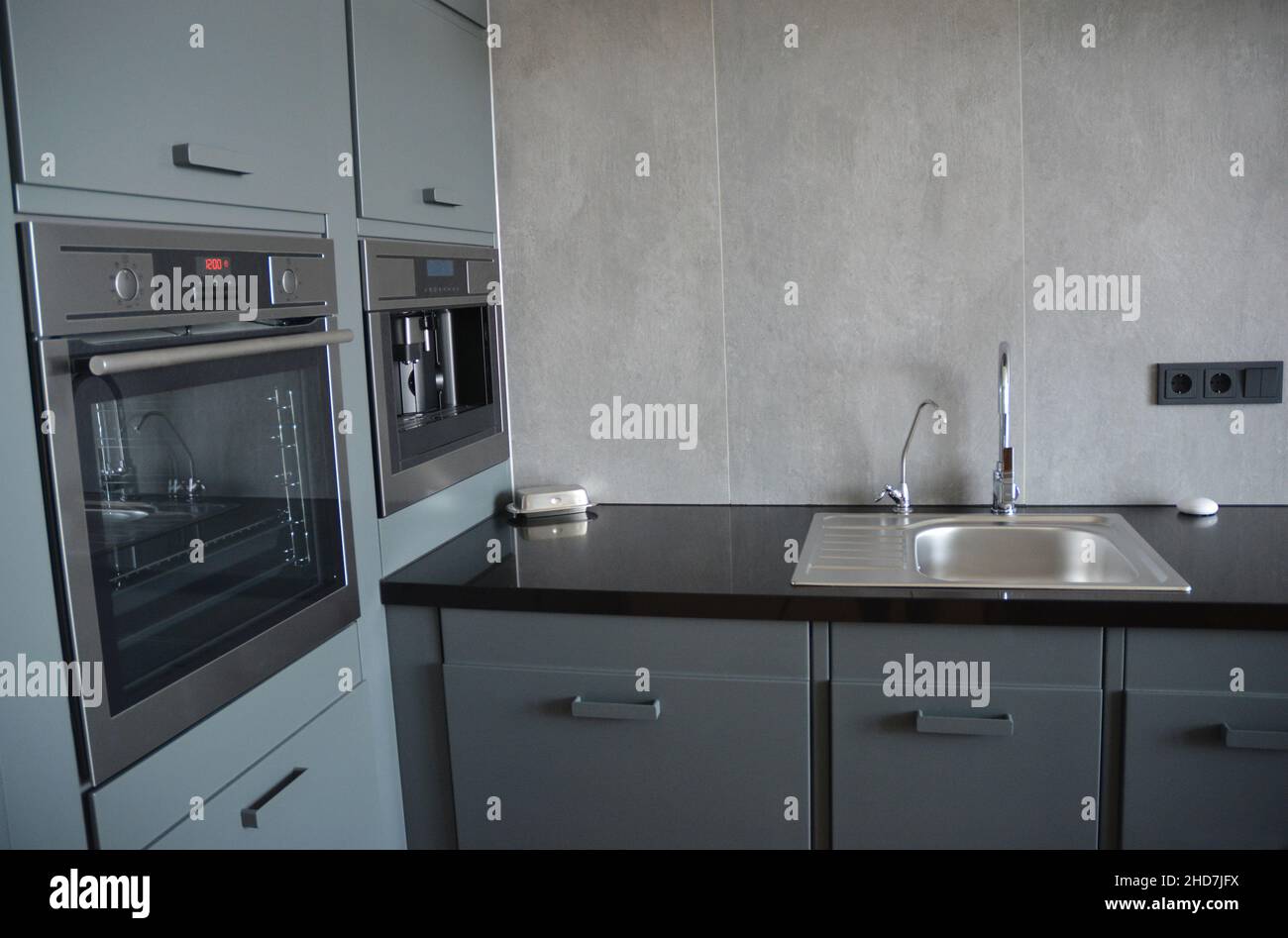 Kitchen corner with wooden worktop and … – License Images