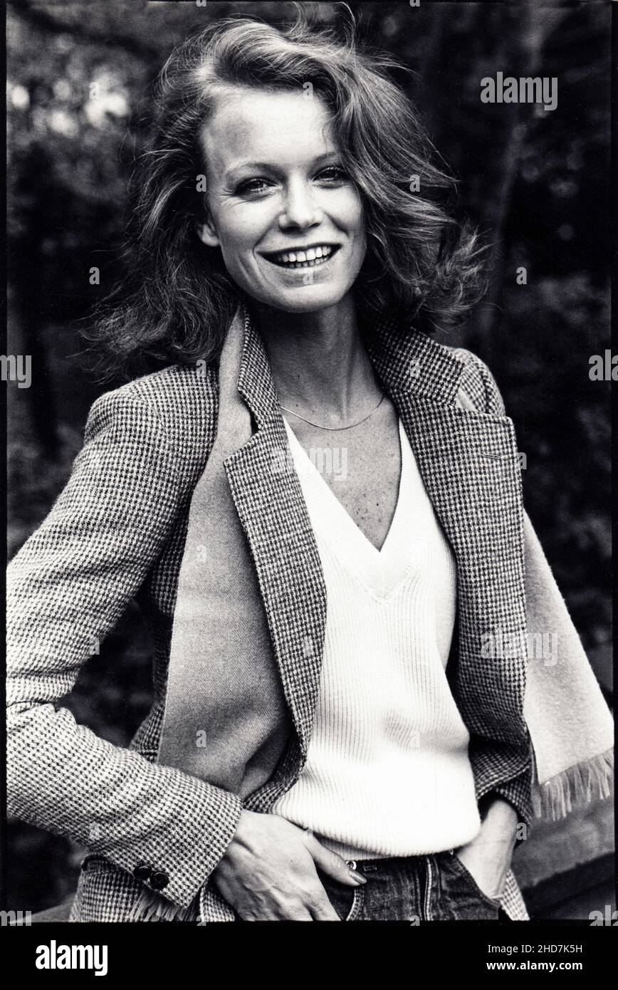 A posed portrait of model actress Shelley Hack who was on the TV show Charlie's Angels. In Manhattan, 1979. Stock Photo