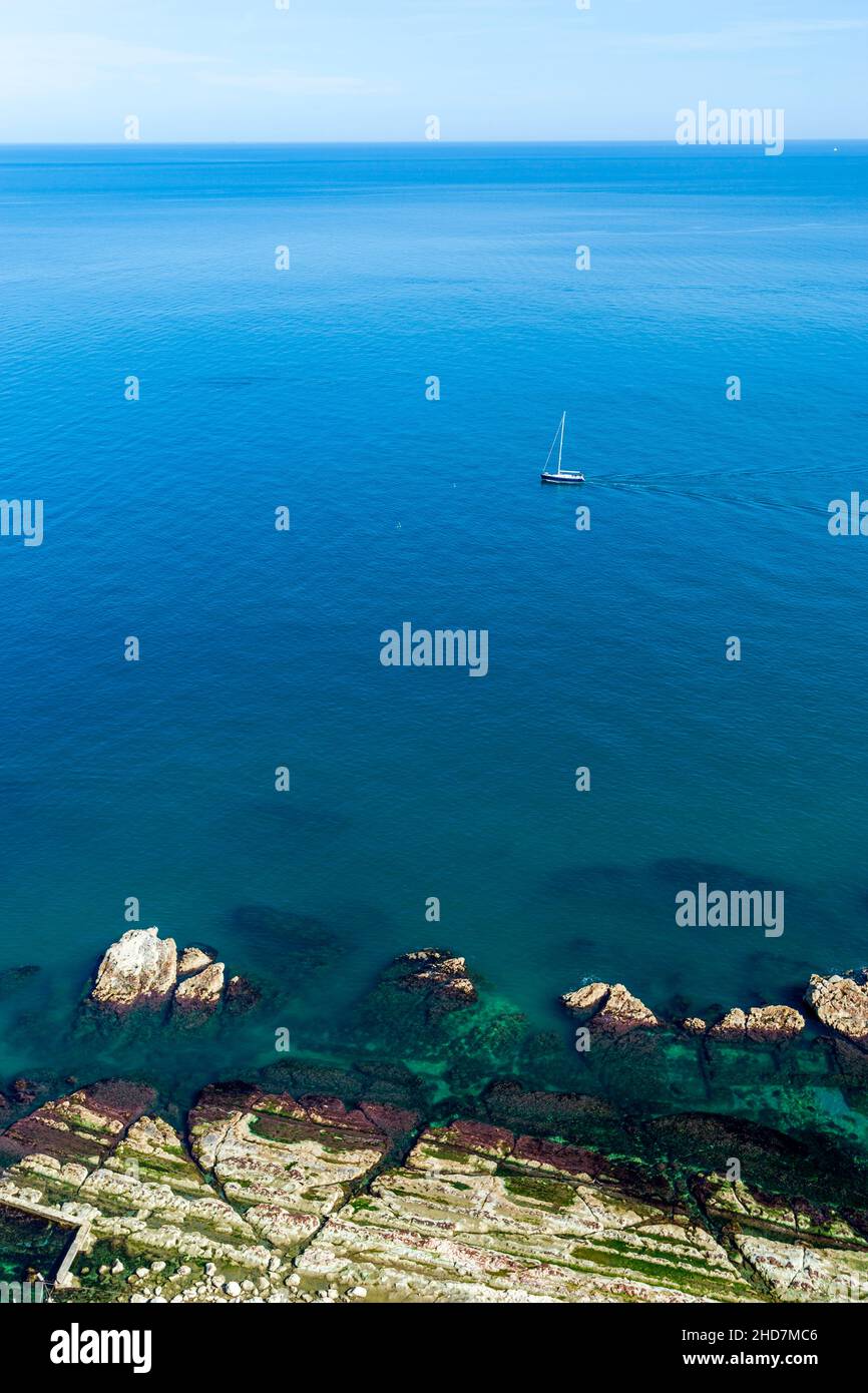 Monte Conero National Park, Seascape, View of the Scalaccia di Ancona beach, Marche, Italy, Europe Stock Photo