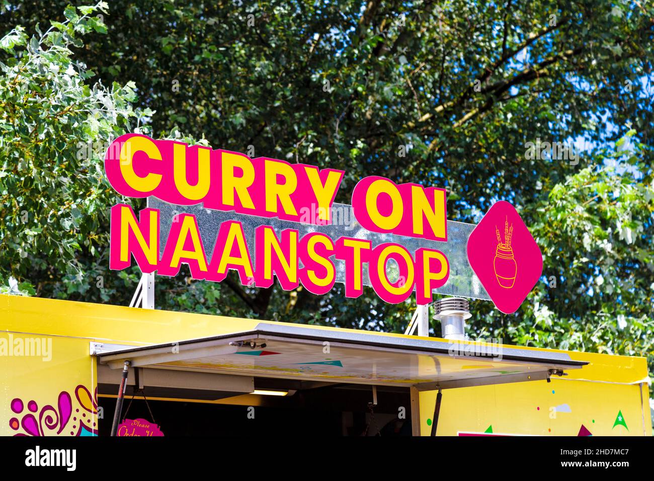 Curry On Naanstop food truck at Eastival Food and Music festival 2021, Three Mills Island, London, UK Stock Photo