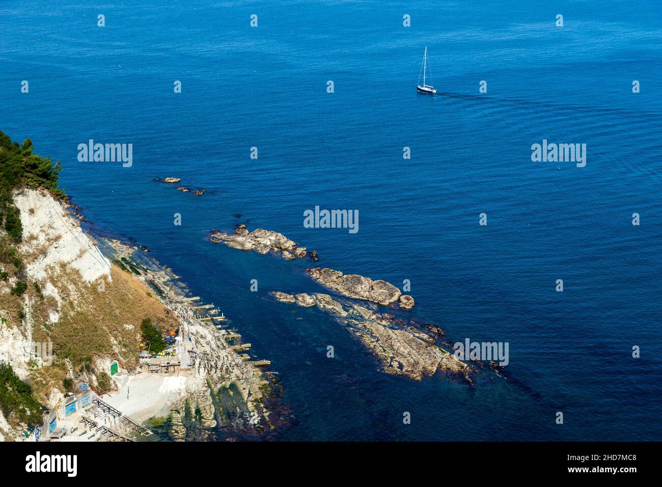 Monte Conero National Park, Seascape, View of the Scalaccia di Ancona beach, Marche, Italy, Europe Stock Photo