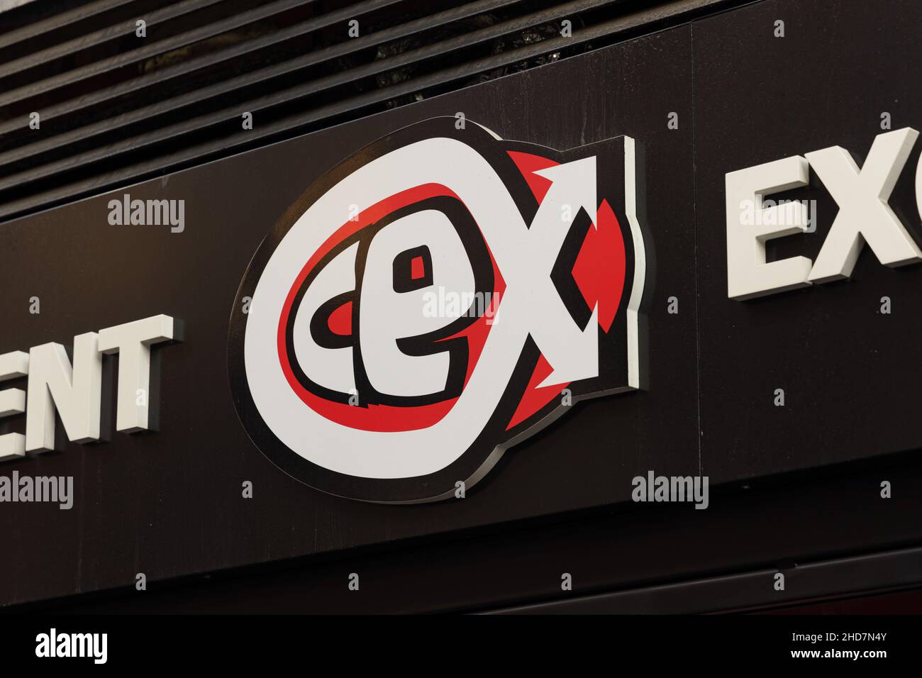 VALENCIA, SPAIN - JANUARY 03, 2022: CEX is a second hand goods chain ...
