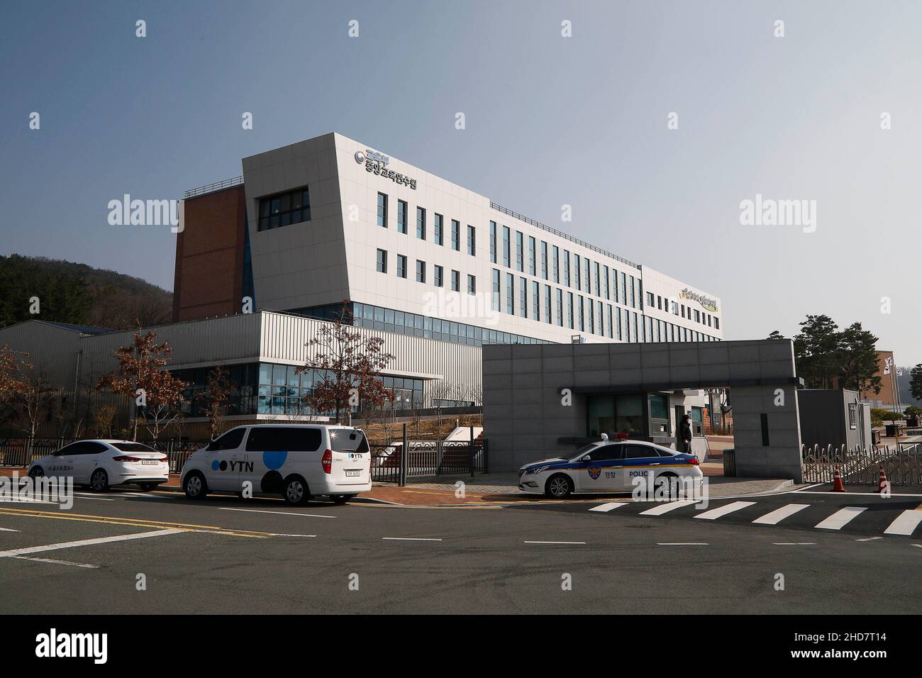 March 2, 2020-Daegu, South Korea-A View of COVID19 Suspect new isolation center at the National Education Training Institute in the southeastern city of Daegu. South Korea reported 476 new cases of the coronavirus on Monday, bringing the total number of infections here to 4,212, as the nation provides an 'all-out response' to the fast-spreading virus that includes a massive testing program. Stock Photo