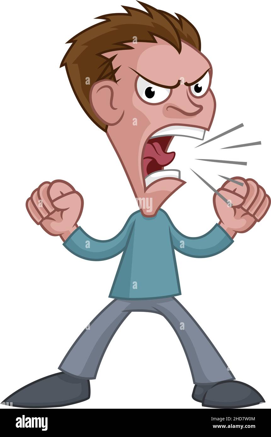 Angry Stressed Man or Bully Cartoon Shouting Stock Vector Image & Art -  Alamy