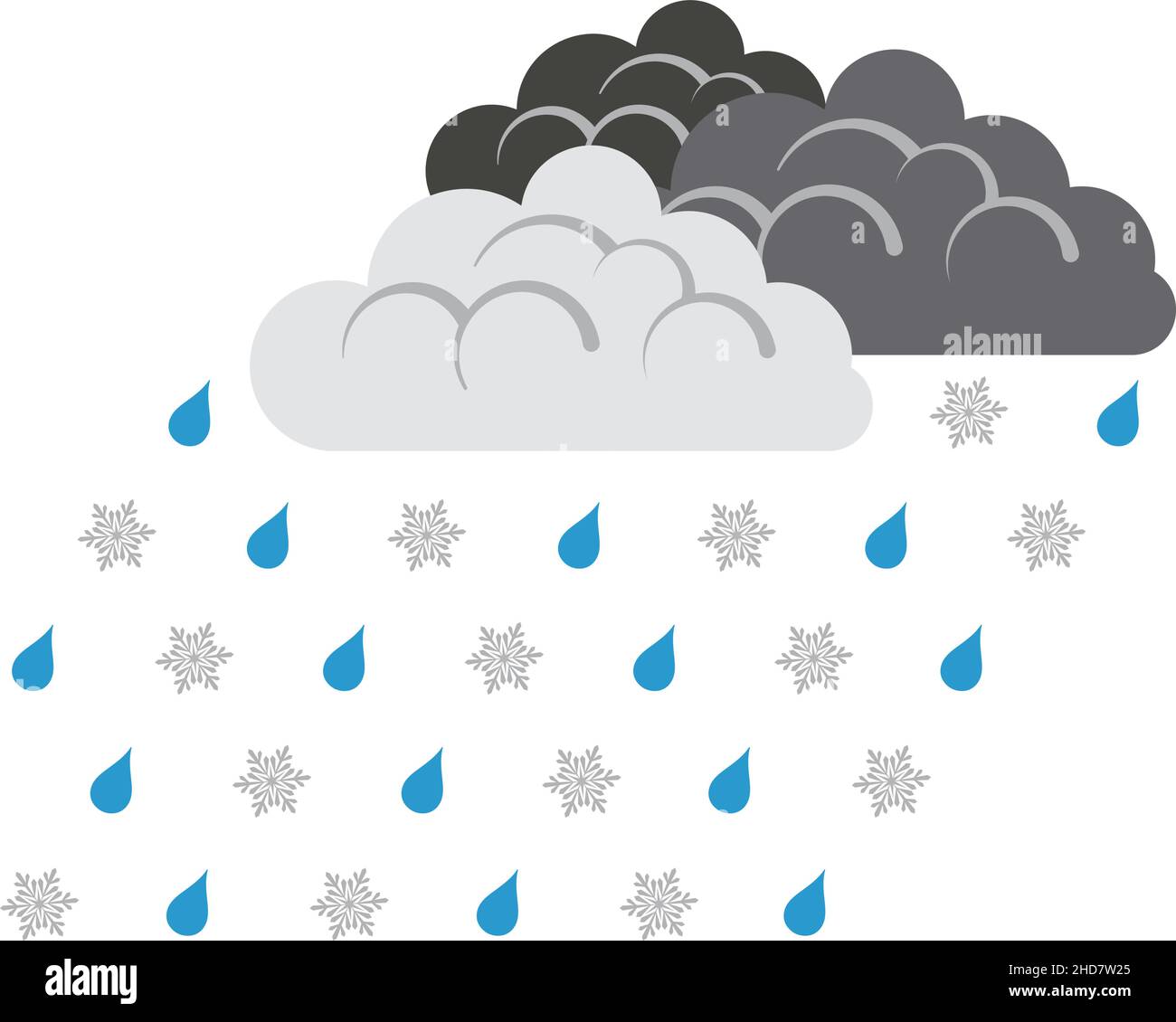Rain With Snow Icon. Flat Color Design. Vector Illustration. Stock Vector