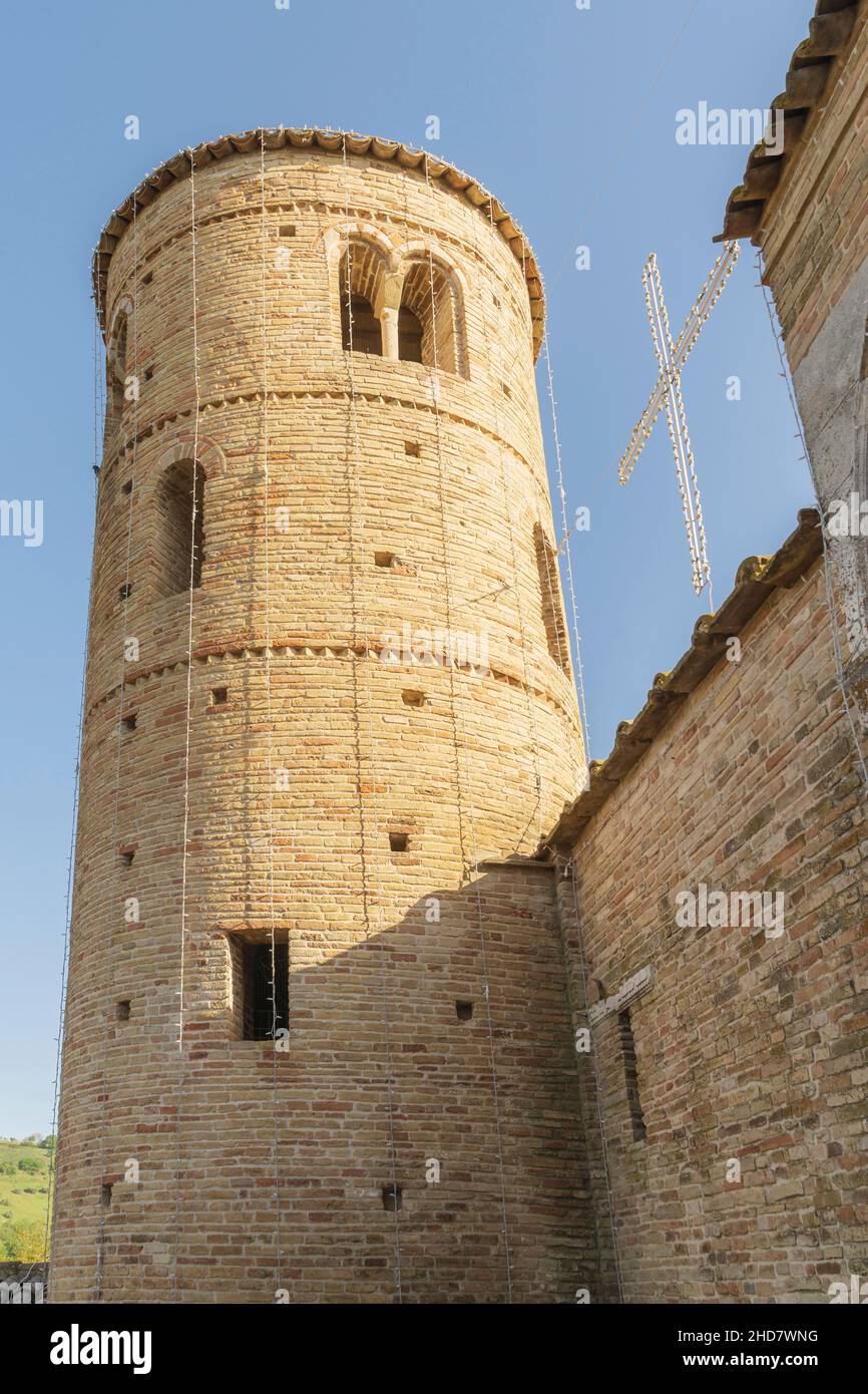 Abbey of San Claudio al Chienti church, Tower, Corridonia, Marche, Italy, Europe Stock Photo