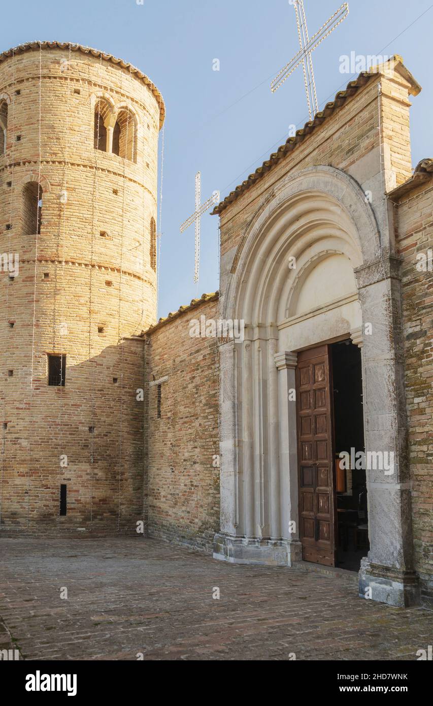 Abbey of San Claudio al Chienti church, Entrance, Corridonia, Marche, Italy, Europe Stock Photo