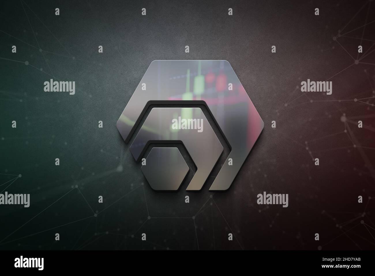 3D rendering hex cryptocurrency coin on colorful background, cryptocurrency  concept color art Stock Photo - Alamy