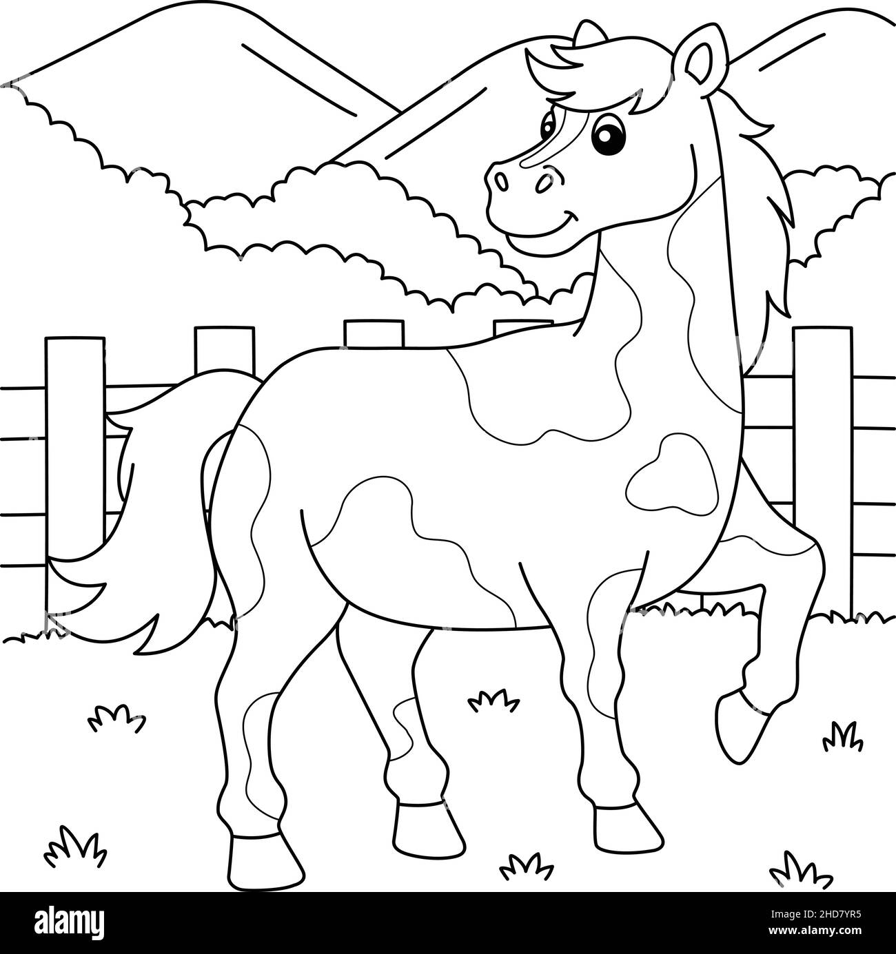 Horse Coloring Page for Kids Stock Vector Image & Art - Alamy