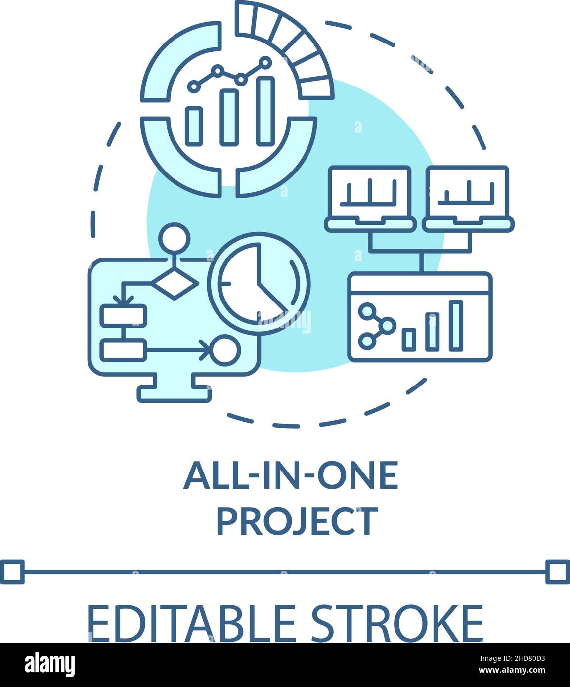 All-in-one project turquoise concept icon Stock Vector Image & Art - Alamy